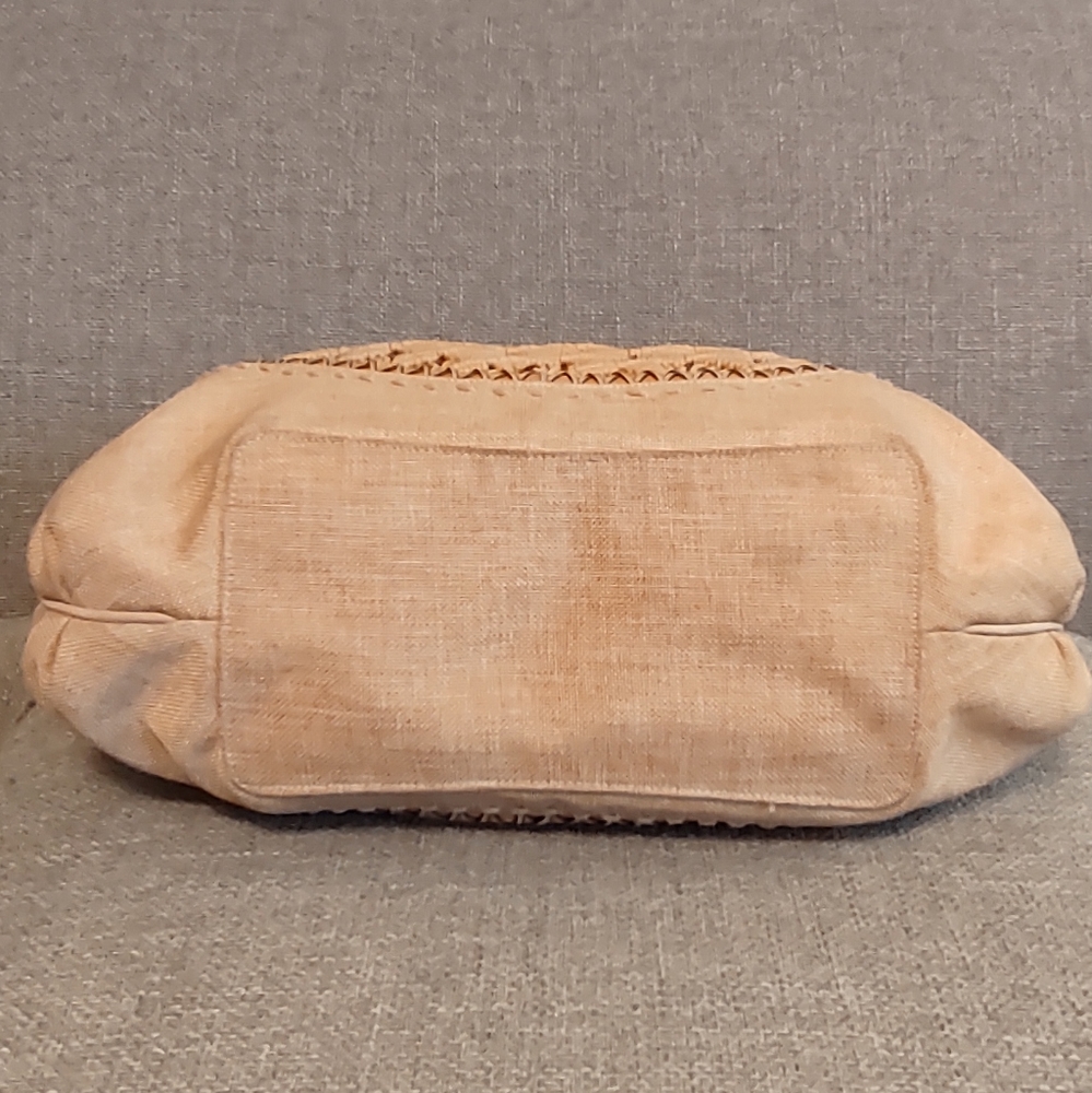 Cole Haan Beige Woven-Front Satchel - Picture 5 of 9